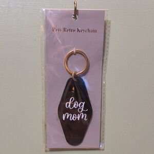 Women's Dog Mom Retro Keychain Gold Black